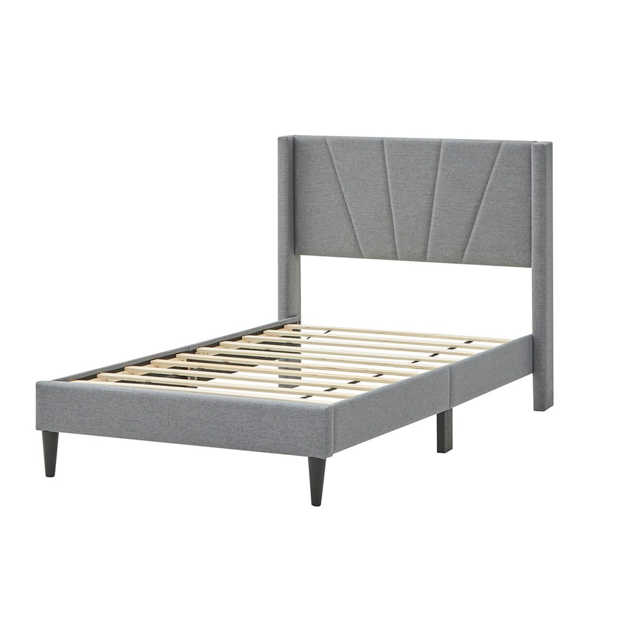 Costway Queen/Twin Bed Frame Modern Platform Bed with Linen Upholstered Wingback Headboard